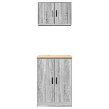 Garage Cabinets 2 pcs Grey Sonoma Engineered Wood - HipoMarket