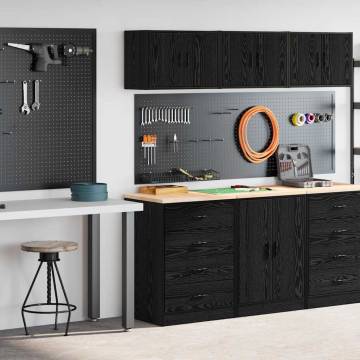 Garage Cabinets 2 pcs Black Engineered Wood | HipoMarket