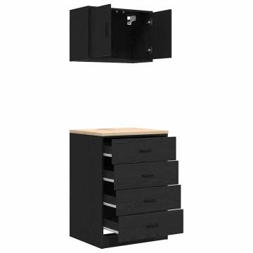 Garage Cabinets 2 pcs Black Engineered Wood | HipoMarket