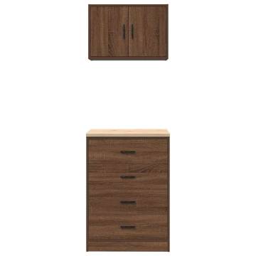 Garage Cabinets 2 pcs Brown Oak Engineered Wood for Storage