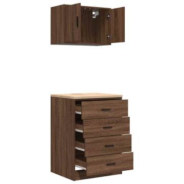 Garage Cabinets 2 pcs Brown Oak Engineered Wood for Storage