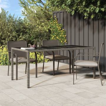 Stylish Grey Garden Table 190x90 cm | Poly Rattan & Glass