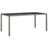 Stylish Grey Garden Table 190x90 cm | Poly Rattan & Glass