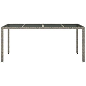 Stylish Grey Garden Table 190x90 cm | Poly Rattan & Glass