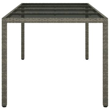 Stylish Grey Garden Table 190x90 cm | Poly Rattan & Glass