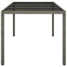 Stylish Grey Garden Table 190x90 cm | Poly Rattan & Glass