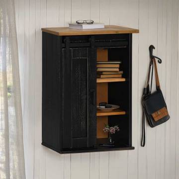 HALDEN Black Hanging Cabinet with Sliding Door – 49x22.5x70 cm