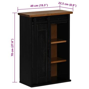 HALDEN Black Hanging Cabinet with Sliding Door – 49x22.5x70 cm