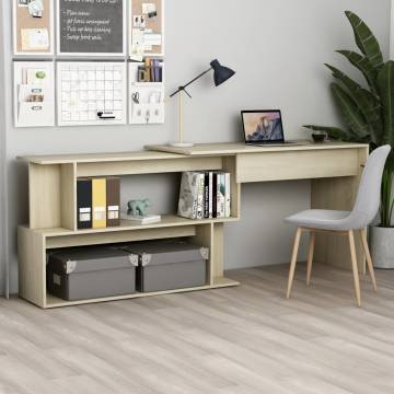 Corner Desk Sonoma Oak - Modern Rotatable Design | Hipomarket