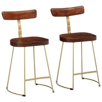 Stylish 2 pcs Bar Stools - Solid Wood Mango Design