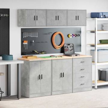 Garage Cabinets 6 pcs - Concrete Grey Engineered Wood