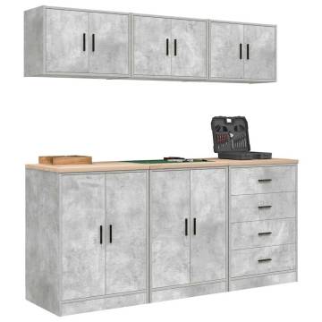 Garage Cabinets 6 pcs - Concrete Grey Engineered Wood