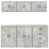 Garage Cabinets 6 pcs - Concrete Grey Engineered Wood