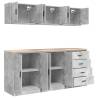 Garage Cabinets 6 pcs - Concrete Grey Engineered Wood