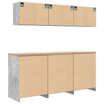 Garage Cabinets 6 pcs - Concrete Grey Engineered Wood