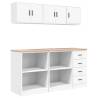 6 pcs Garage Cabinets - Durable White Engineered Wood Storage