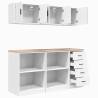 6 pcs Garage Cabinets - Durable White Engineered Wood Storage