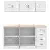 6 pcs Garage Cabinets - Durable White Engineered Wood Storage