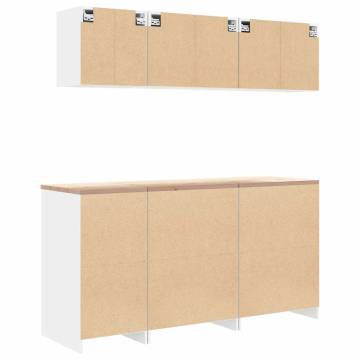 6 pcs Garage Cabinets - Durable White Engineered Wood Storage