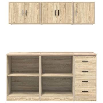 Garage Cabinets - 6 pcs Sonoma Oak Engineered Wood | HiPoMarket