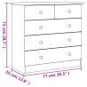 Chest of Drawers ALTA White - Solid Wood Pine 77x35x73 cm