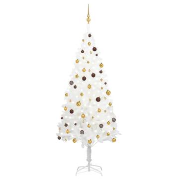 Pre-lit White Christmas Tree with Ball Set - 240 cm