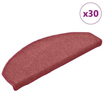 Stair Mats 30 pcs Red 65x24x4 cm - Non-Slip & Washable