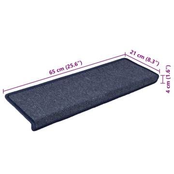 Stair Mats 30 pcs | 65x21x4 cm Grey & Blue | Hipomarket UK