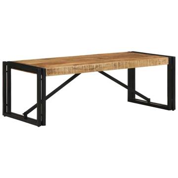 Coffee Table 100x50cm - Solid Rough Mango Wood & Iron Frame