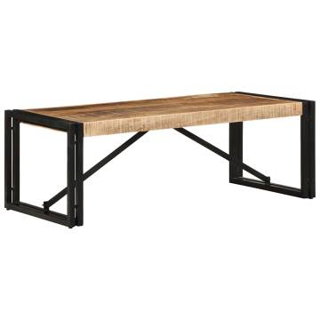 Coffee Table 100x50cm - Solid Rough Mango Wood & Iron Frame