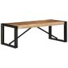 Coffee Table 100x50cm - Solid Rough Mango Wood & Iron Frame