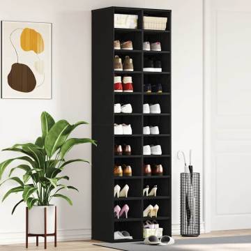 Shoe Cabinet Black Oak - Durable Engineered Wood Storage