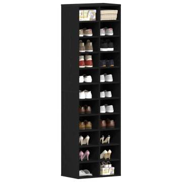 Shoe Cabinet Black Oak - Durable Engineered Wood Storage