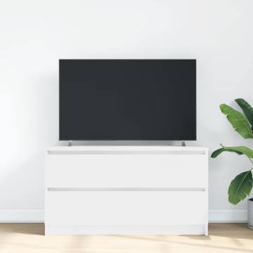 Stylish White TV Cabinet | 100x35x54 cm Engineered Wood