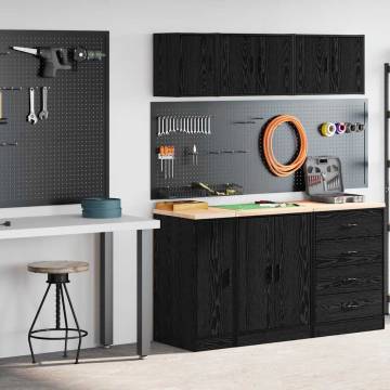 2 pcs Black Engineered Wood Garage Cabinets - HipoMarket