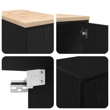 2 pcs Black Engineered Wood Garage Cabinets - HipoMarket