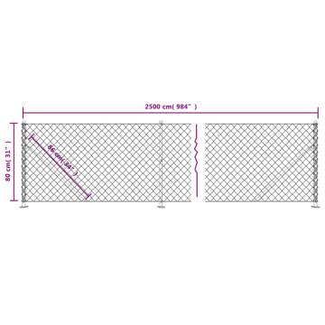 Chain Link Fence with Flange Green 0.8x25 m - Durable & Secure