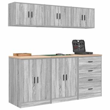 Garage Cabinets 6 pcs Grey Sonoma Engineered Wood - HipoMarket