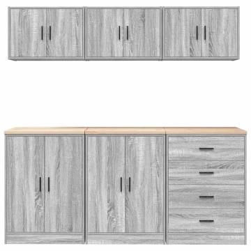 Garage Cabinets 6 pcs Grey Sonoma Engineered Wood - HipoMarket