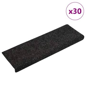 Self-Adhesive Black Stair Mats - 30 pcs 65x21 cm | HipoMarket