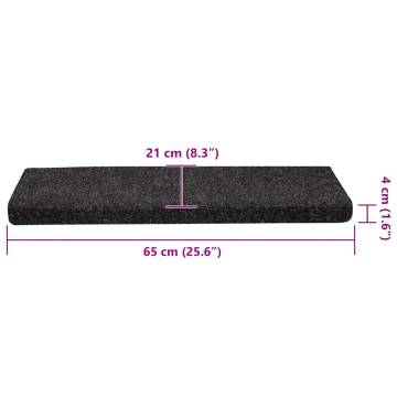 Self-Adhesive Black Stair Mats - 30 pcs 65x21 cm | HipoMarket