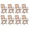 Folding Outdoor Chairs 8 pcs Solid Acacia Wood Colour brown Quantity in Package 8 Model with armrest Number of 1 