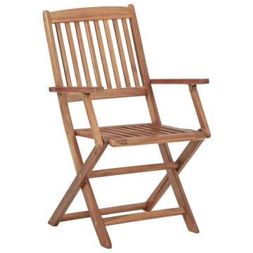 Folding Outdoor Chairs - 8 pcs Solid Acacia Wood Set