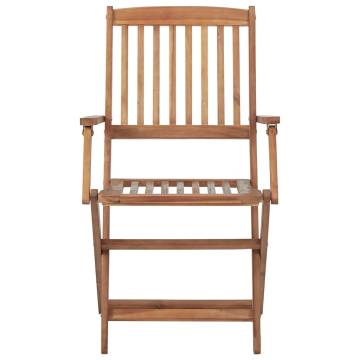 Folding Outdoor Chairs - 8 pcs Solid Acacia Wood Set