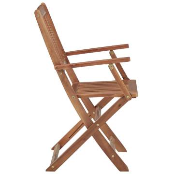 Folding Outdoor Chairs - 8 pcs Solid Acacia Wood Set