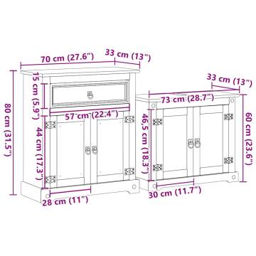 2 Piece Bathroom Furniture Set - Corona Solid Wood Pine