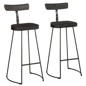 Bar Stools 2 pcs Black - Solid Wood Mango | Hipomarket