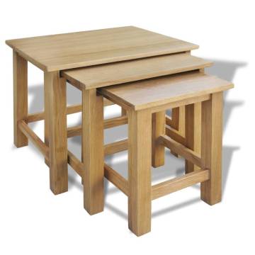 Nesting Tables (3 pcs) - Solid Oak Wood | HipoMarket