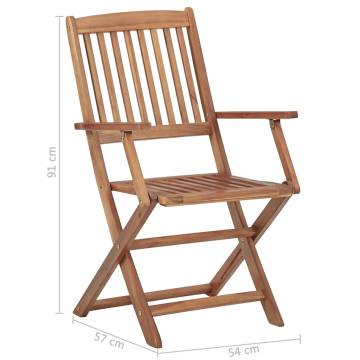 Folding Outdoor Chairs - 8 pcs Solid Acacia Wood Set