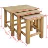 Nesting Tables (3 pcs) - Solid Oak Wood | HipoMarket